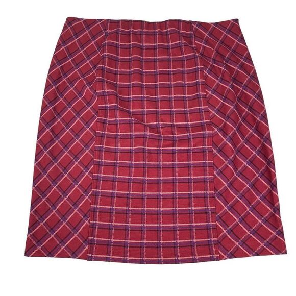 J. Jill Ponte Pull On Red Plaid Skirt size Large Tall - Picture 2 of 5
